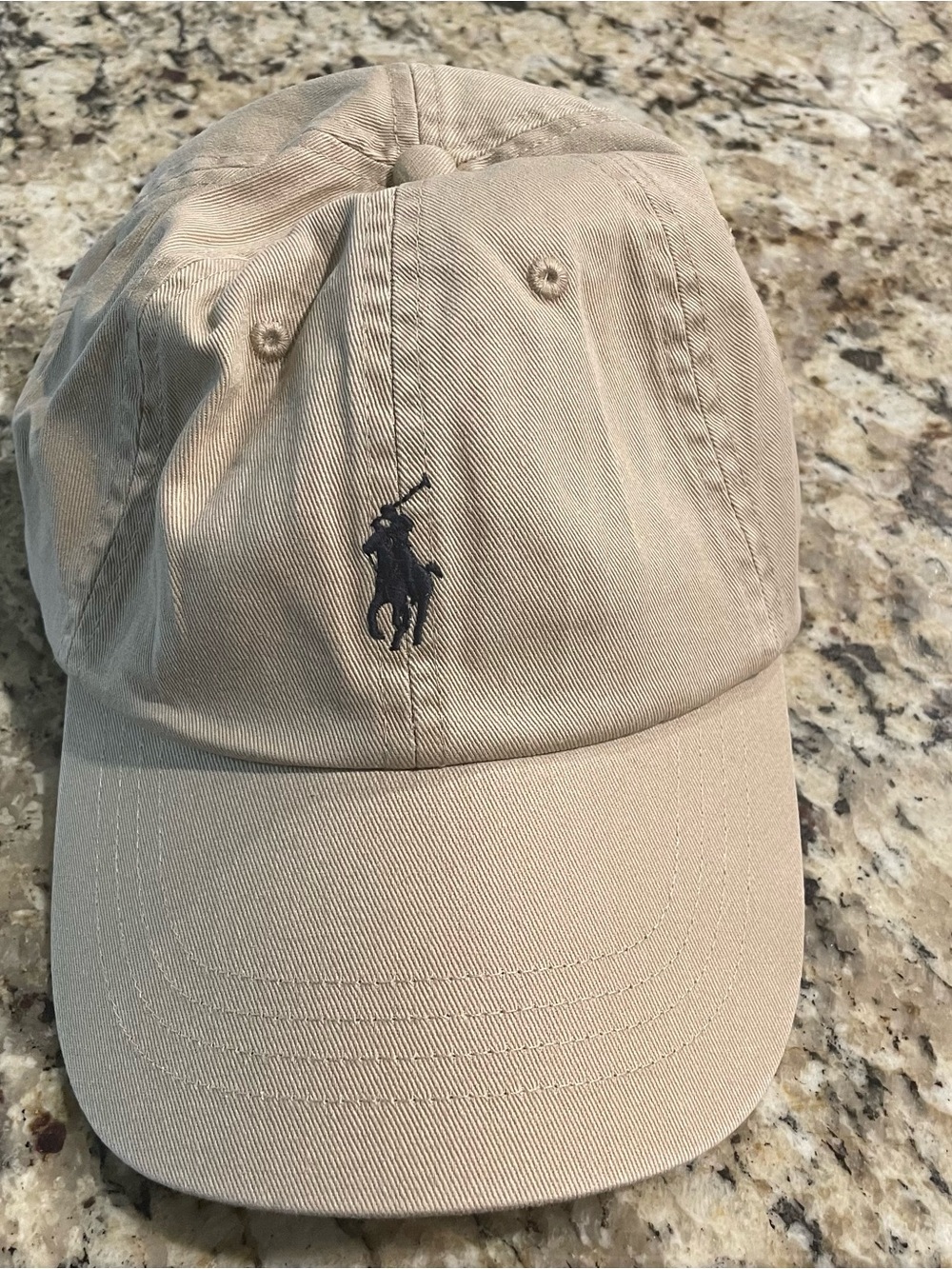 Ralph Lauren Khaki Baseball Cap with Black Polo Logo